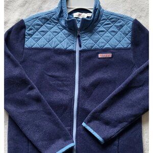Vineyard Vines Youth Full Zip Knit/ Quilt Blue Jacket Fleece Size XL 16